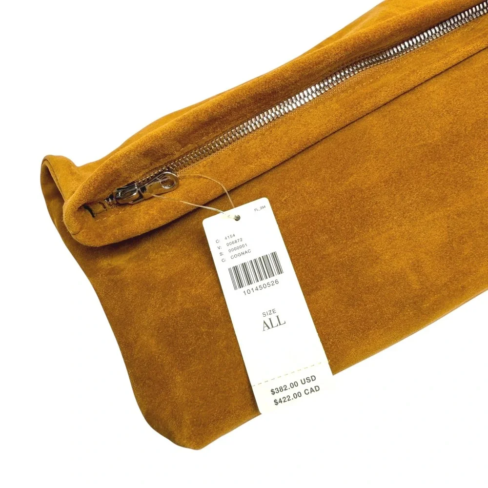 Streets Ahead Vesta‎ Foldover Clutch NWT Anthropologie $382 Tan Suede Cognac